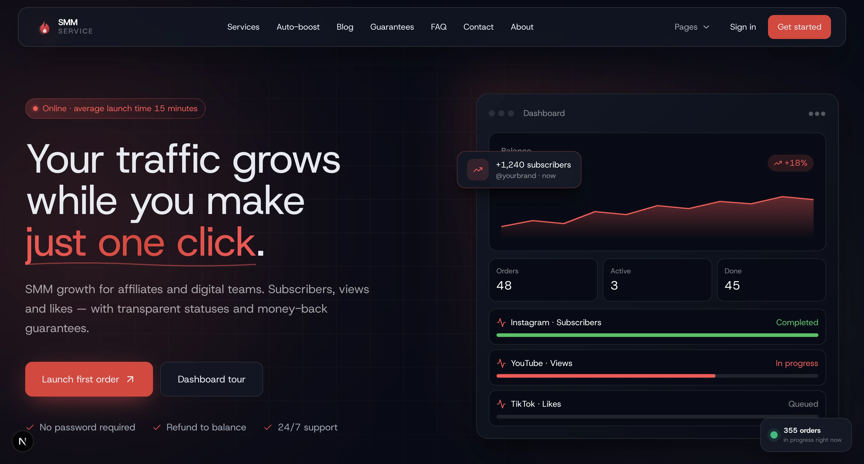 Creator marketing platform — public site, customer dashboard and admin console